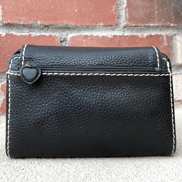 Brighton🖤Black Pebble Leather Wide Stitch Wallet Organizer with Toggle Detail - Picture 2 of 5